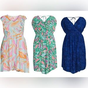 Terra & Sky Women's Plus Size 3X Flutter Sleeve Midi Dress Lot